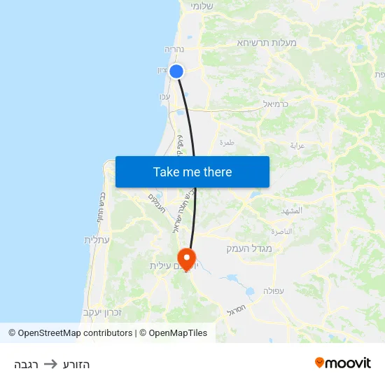 רגבה to הזורע map