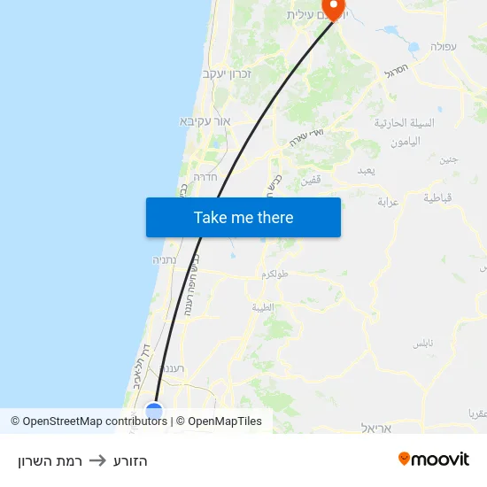 רמת השרון to הזורע map