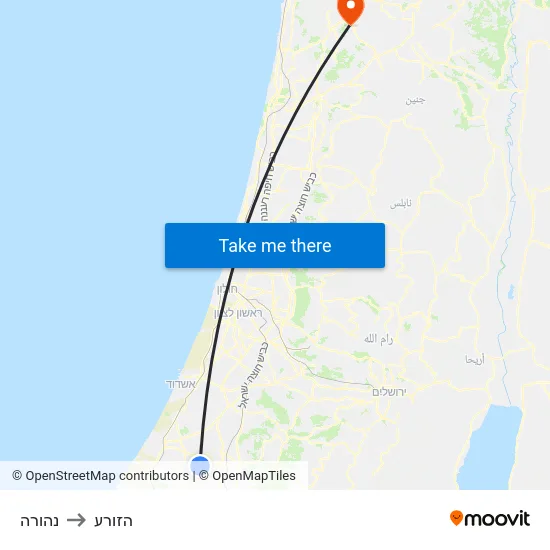 נהורה to הזורע map