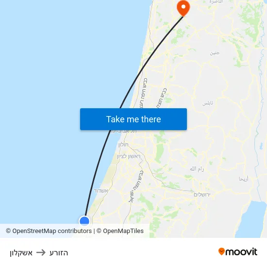 אשקלון to הזורע map