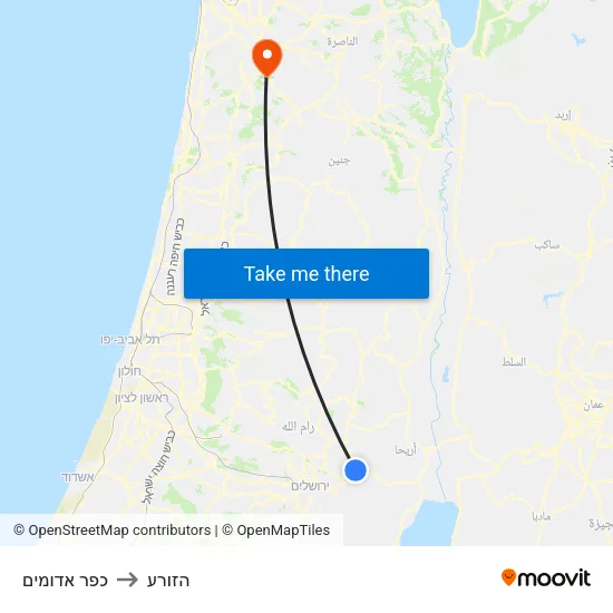 כפר אדומים to הזורע map