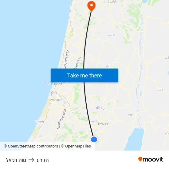 נווה דניאל to הזורע map