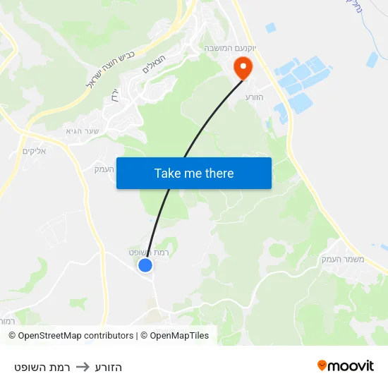 רמת השופט to הזורע map