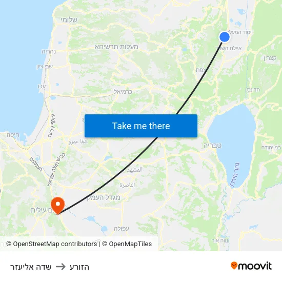 שדה אליעזר to הזורע map