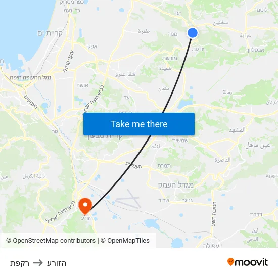 רקפת to הזורע map