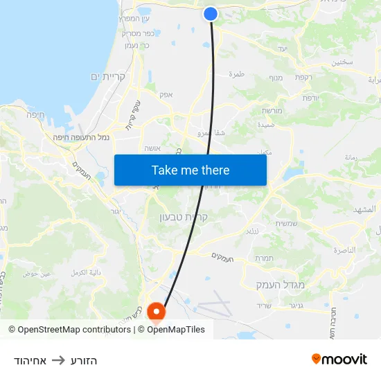 אחיהוד to הזורע map