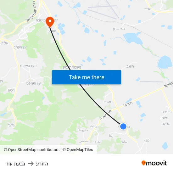 גבעת עוז to הזורע map