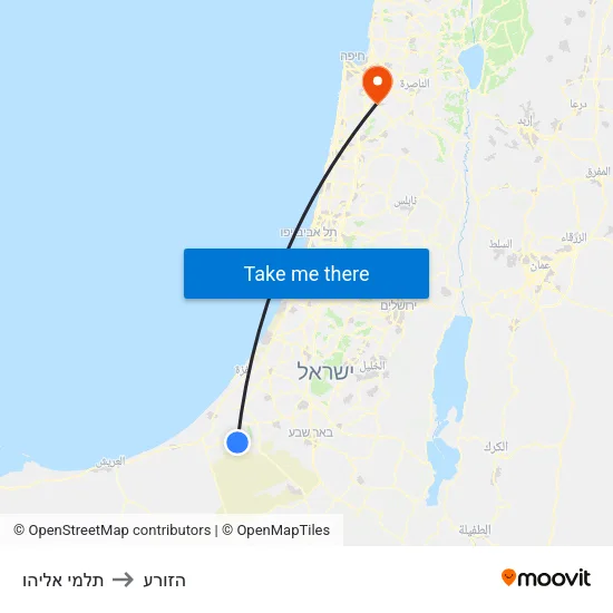 תלמי אליהו to הזורע map