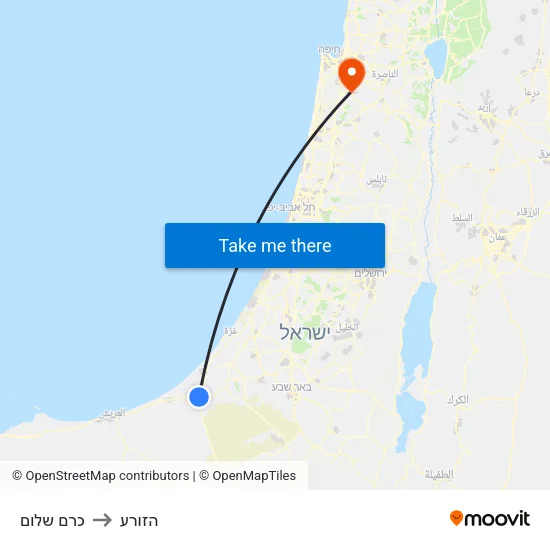 כרם שלום to הזורע map