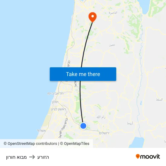 מבוא חורון to הזורע map