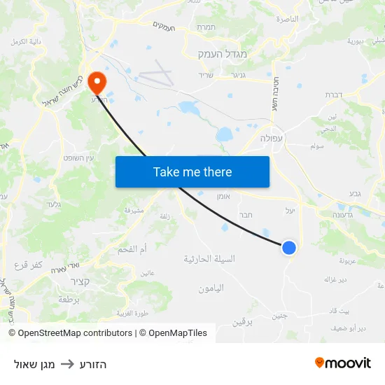 מגן שאול to הזורע map