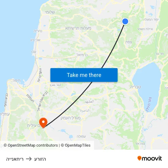 ריחאנייה to הזורע map