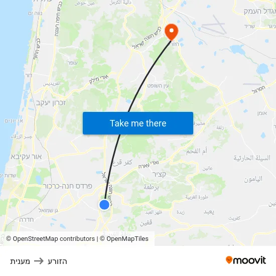 מענית to הזורע map