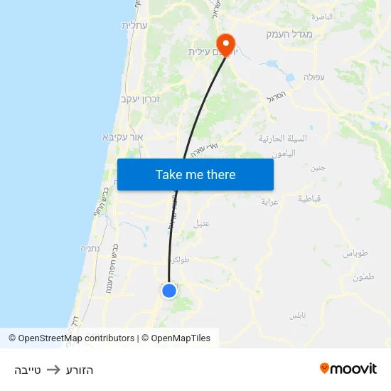 טייבה to הזורע map