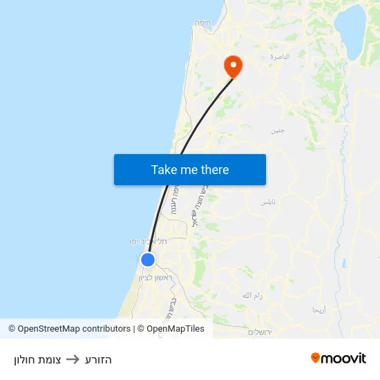 צומת חולון to הזורע map