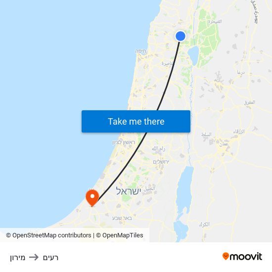 מירון to רעים map