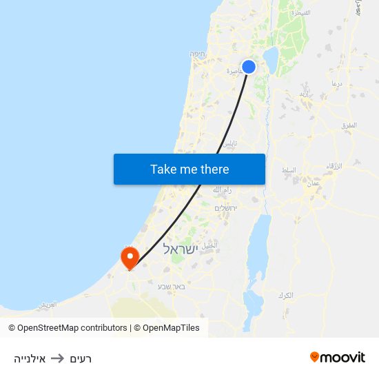 אילנייה to רעים map