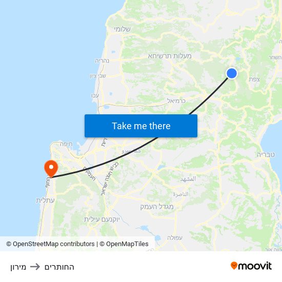 מירון to החותרים map