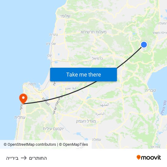 בירייה to החותרים map