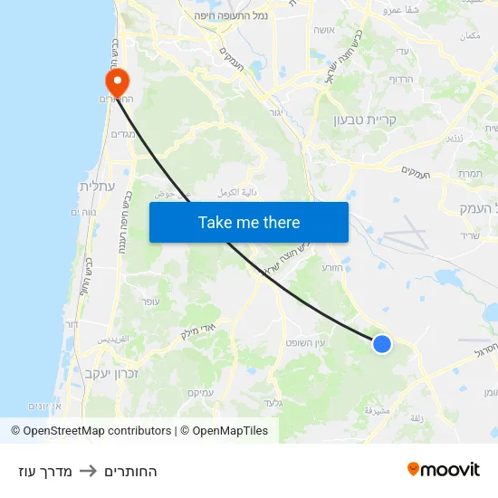 מדרך עוז to החותרים map