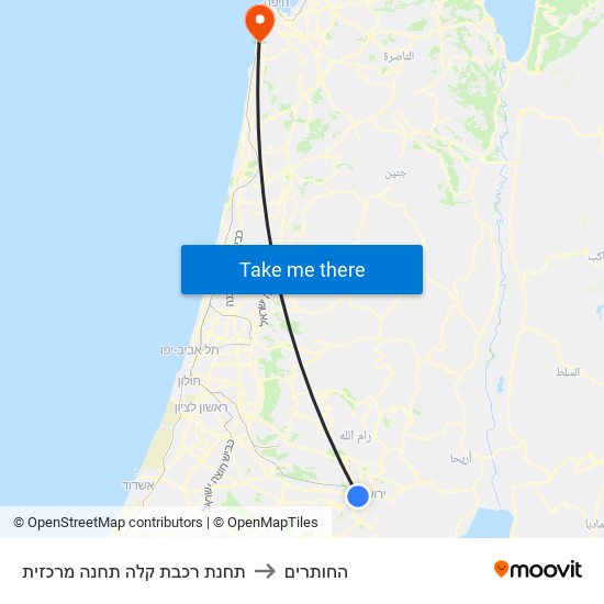 תחנת רכבת קלה תחנה מרכזית to החותרים map