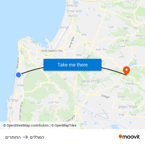 החותרים to הסוללים map