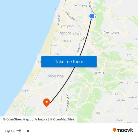ברקת to זוהר map