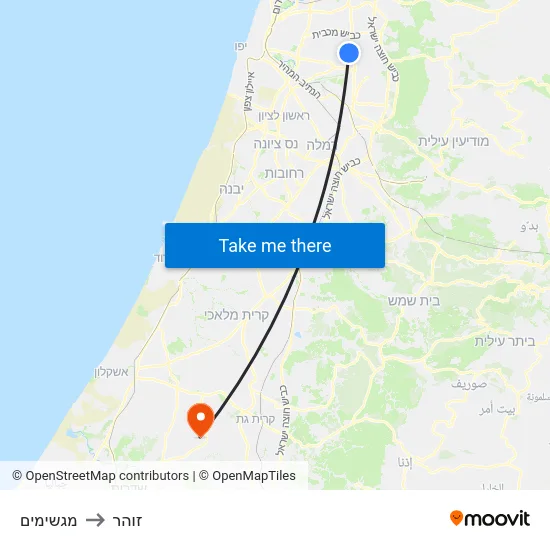 מגשימים to זוהר map