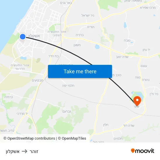 אשקלון to זוהר map