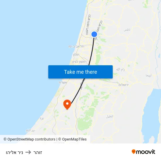 ניר אליהו to זוהר map
