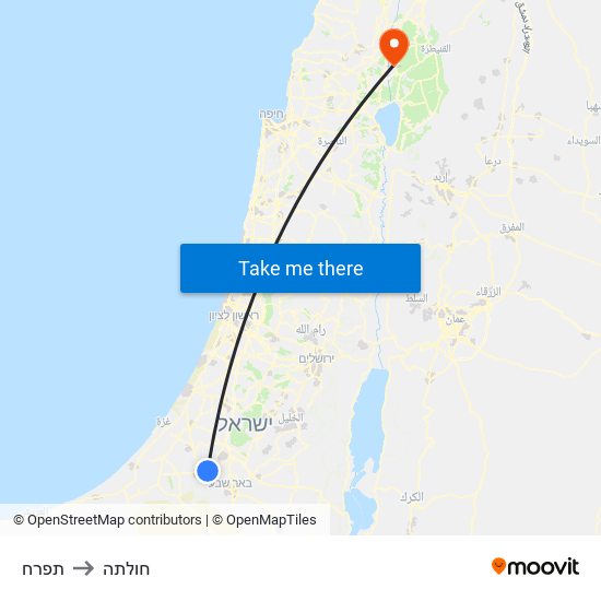 תפרח to חולתה map