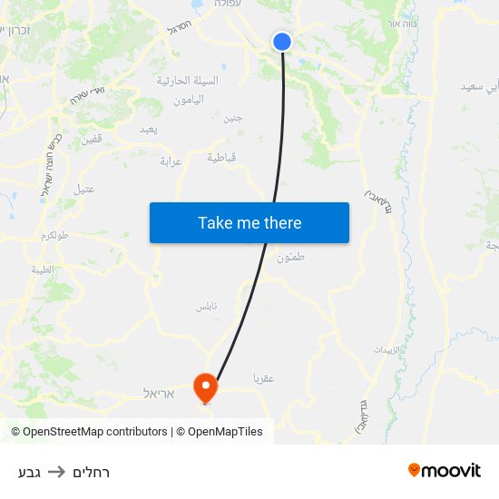 גבע to רחלים map