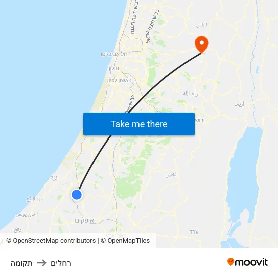 תקומה to רחלים map