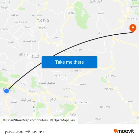 מטה בנימין to רימונים map