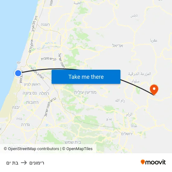 בת ים to רימונים map