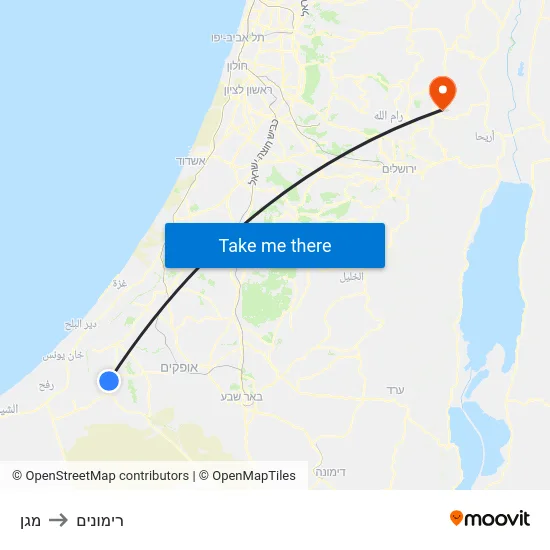 מגן to רימונים map