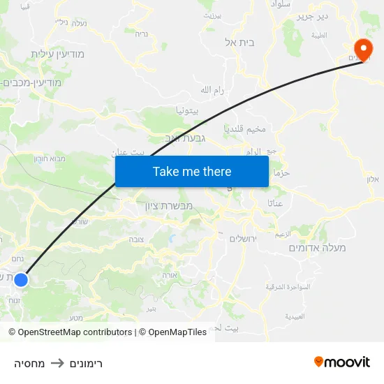 מחסיה to רימונים map