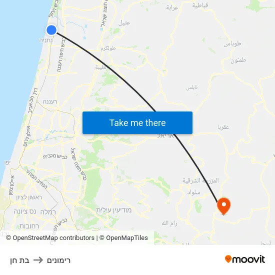 בת חן to רימונים map