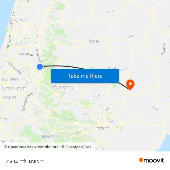 ברקת to רימונים map