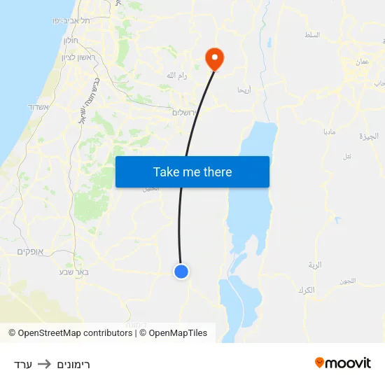 ערד to רימונים map