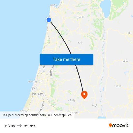 עתלית to רימונים map