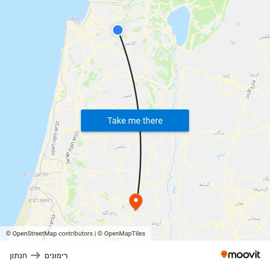 חנתון to רימונים map