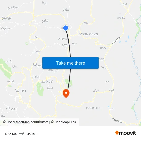 מגדלים to רימונים map