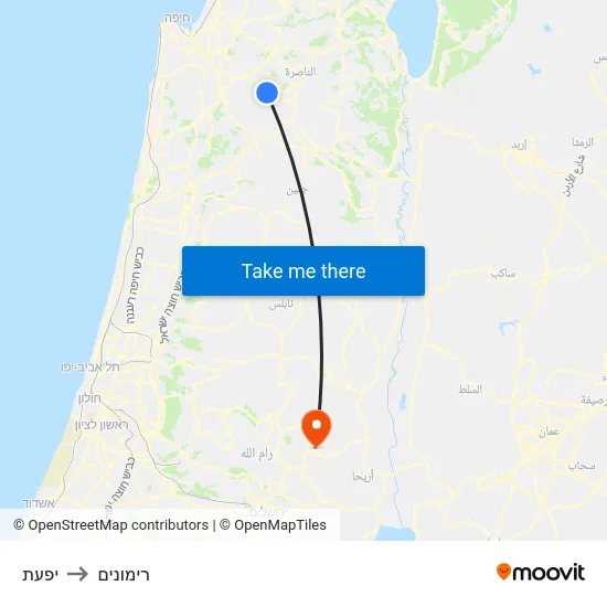 יפעת to רימונים map