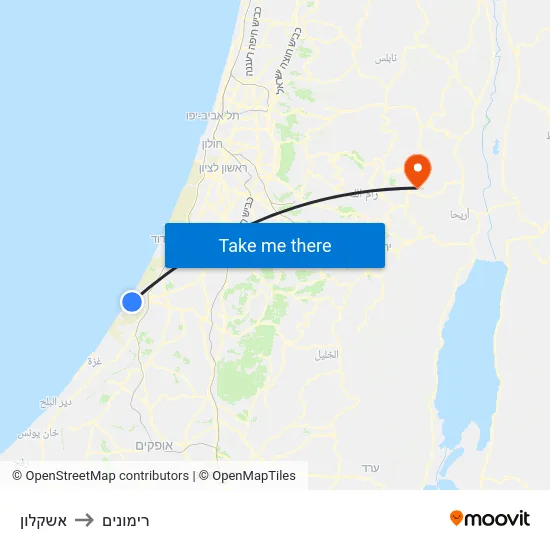 אשקלון to רימונים map