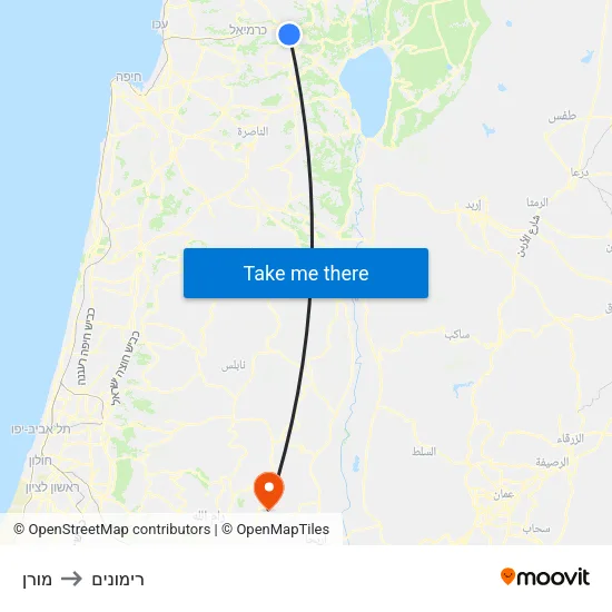 מורן to רימונים map