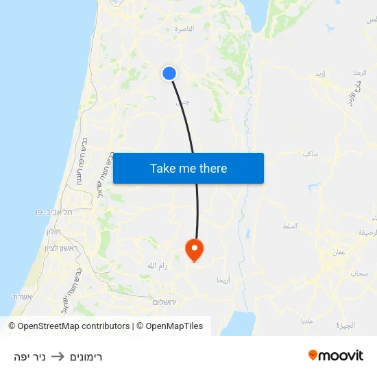 ניר יפה to רימונים map
