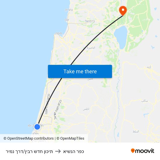 תיכון חדש רבין/דרך נמיר to כפר הנשיא map