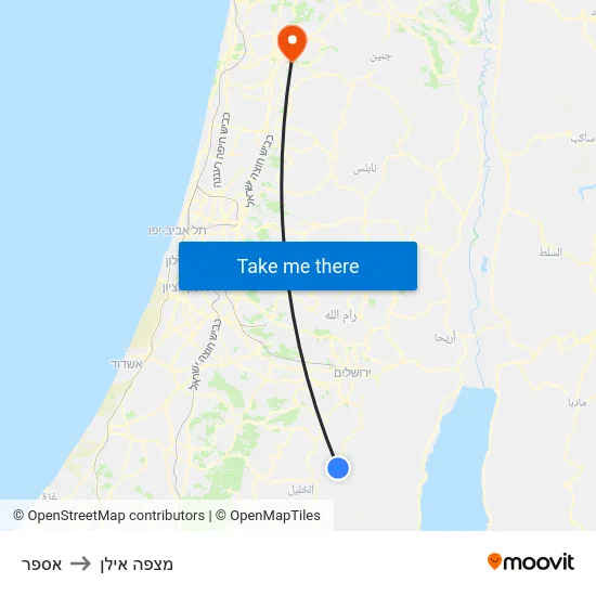 אספר to מצפה אילן map