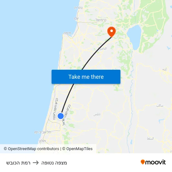 רמת הכובש to מצפה נטופה map